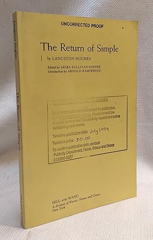 Bild des Verkufers fr The Return of Simple [Uncorrected Proof] zum Verkauf von Book House in Dinkytown, IOBA