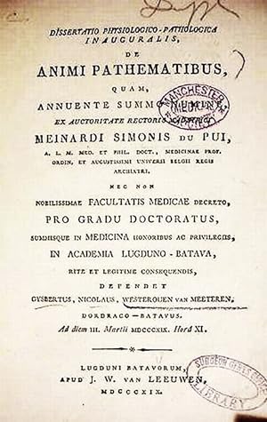 Dissertatio Physiologico - Pathologica / Inauguralis / De / Animi Pathematibus, / Quam / Annuente...