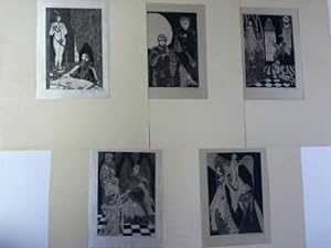 5 Original-Radierungen auf Seide zu Goethes Faust