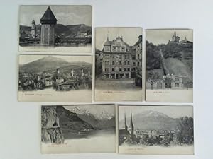 6 Postkarten mit verschiedenen Ansichten von der Stadt und Umgebung