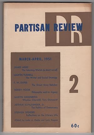Bild des Verkufers fr Partisan Review, Volume 18, Number 2 (XVIII; March - April 1951) - includes The Morning Watch by James Agee zum Verkauf von Philip Smith, Bookseller