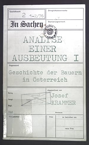 Bild des Verkufers fr Analyse einer Ausbeutung I: Geschichte der Bauern in sterreich. In Sachen. 2. Jhg. 1976 Heft 2. zum Verkauf von books4less (Versandantiquariat Petra Gros GmbH & Co. KG)