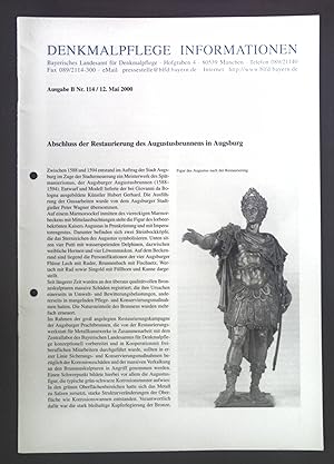 Seller image for Abschluss der Restaurierung des Augustusbrunnens in Augsburg. - in: Denkmalpflege Informationen Ausgabe B Nr. 114/ Mai 2000. for sale by books4less (Versandantiquariat Petra Gros GmbH & Co. KG)