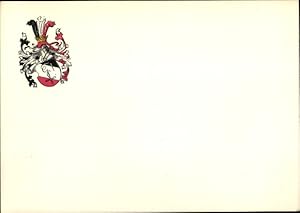 Studentika Ansichtskarte / Postkarte Ritterhelm, Wappen schwarz weiß rot