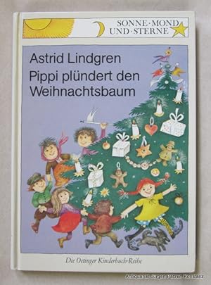 Image du vendeur pour Pippi plndert den Weihnachtsbaum. Hamburg, Oetinger, 1986. Mit Illustrationen von Rolf Rettich. 61 S., 1 Bl. Illustrierter Or.-Pp. (Sonne, Mond und Sterne). (ISBN 3789116424). mis en vente par Jrgen Patzer