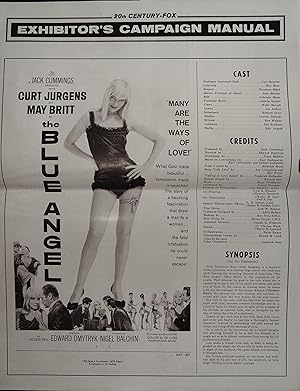 Seller image for The Blue Angel Pressbook 1959 Curd Jrgens, May Britt for sale by AcornBooksNH