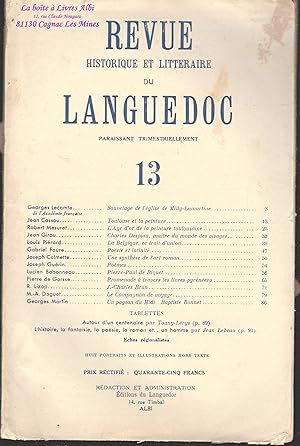 Revue Historique et Littéraire du Languedoc n° 13 / Occitanie / Midi Pyrénées