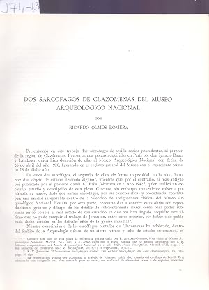 Imagen del vendedor de DOS SARCOFAGOS DE CLAZOMENAS DEL MUSEO ARQUEOLOGICO NACIONAL a la venta por Libreria 7 Soles