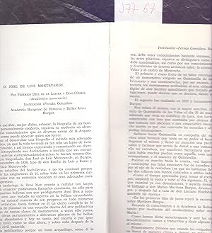 Imagen del vendedor de D. JOSE LUIS MONTEVERDE (BIOGRAFIA) a la venta por Libreria 7 Soles