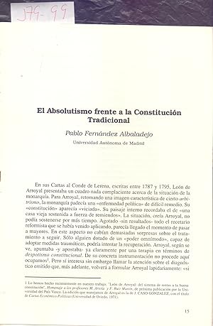 Seller image for EL ABSOLUTISMO FRENTE A LA CONSTITUCION TRADICIONAL for sale by Libreria 7 Soles