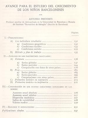 Seller image for AVANCE PARA EL ESTUDIO DEL CRECIMIENTO DE LOS NI�OS BARCELONESES for sale by Libreria 7 Soles