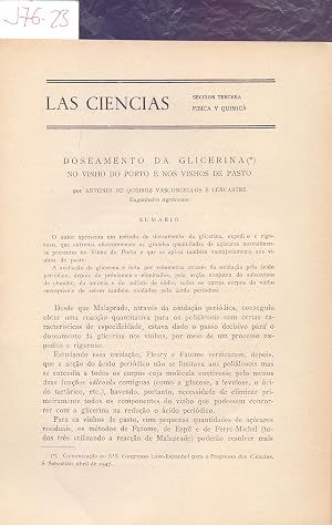 Seller image for DOSEAMENTO DA GLICERINA, NO VINHO DO PORTO E NOS VINHOS DE PASTO for sale by Libreria 7 Soles