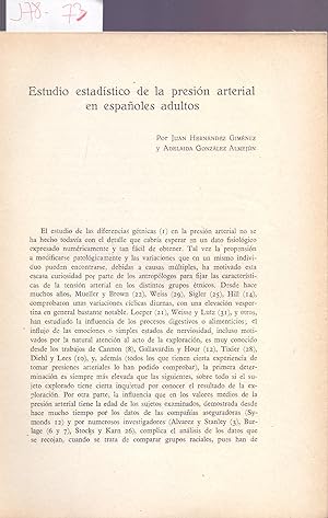 Immagine del venditore per ESTUDIO ESTADISTICO DE LA PRESION ARTERIAL EN ESPA�OLES ADULTOS venduto da Libreria 7 Soles