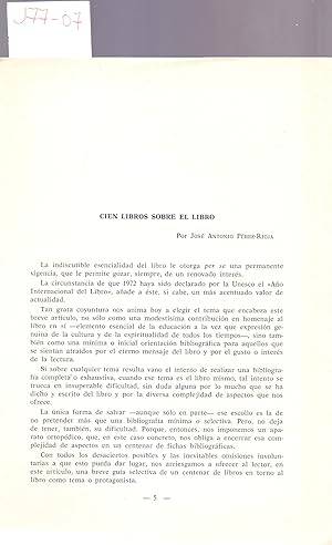 Seller image for CIEN LIBROS SOBRE EL LIBRO for sale by Libreria 7 Soles