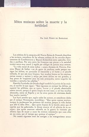 Seller image for MITOS MUISCAS SOBRE LA MUERTE Y LA FERTILIDAD (INDIOS MUISCAS, COLOMBIA) for sale by Libreria 7 Soles