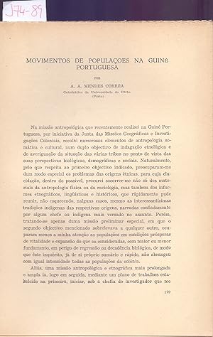 Bild des Verkufers fr MOVIMIENTOS DE POPULAOES NA GUINE PORTUGUESA (AFRICA) zum Verkauf von Libreria 7 Soles