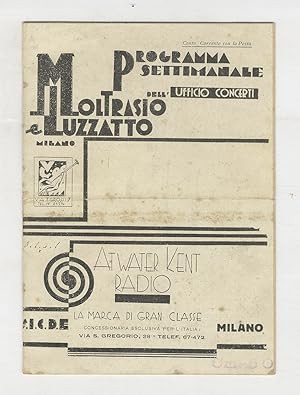 Bollettino informativo e programma settimanale dei concerti di Milano dell'Ufficio Concerti Moltr...