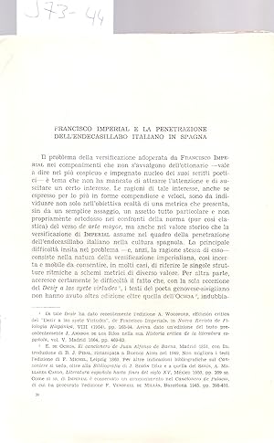 Immagine del venditore per FRANCISCO IMPERIAL E LA PENETRAZIONE DELL ENDECASILLABO ITALIANO IN SPAGNA venduto da Libreria 7 Soles