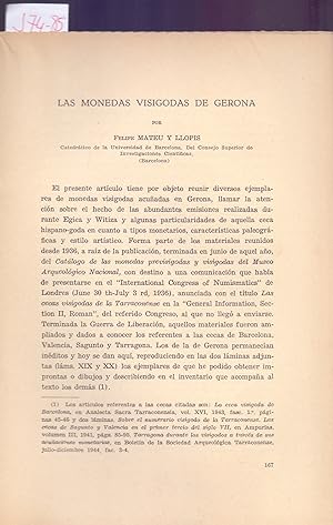 Immagine del venditore per LAS MONEDAS VISIGODAS DE GERONA (GIRONA) venduto da Libreria 7 Soles