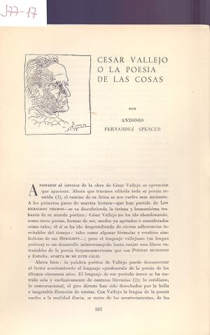 Imagen del vendedor de CESAR VALLEJO O LA POESIA DE LAS COSAS a la venta por Libreria 7 Soles