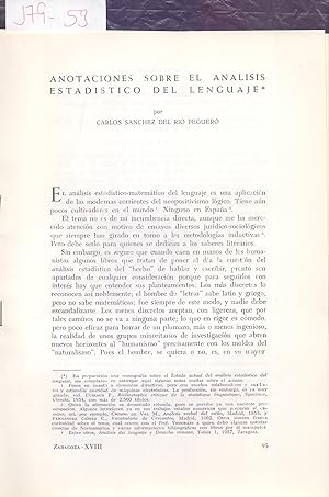 Seller image for ANOTACIONES SOBRE EL ANALISIS ESTADISTICO DEL LENGUAJE for sale by Libreria 7 Soles