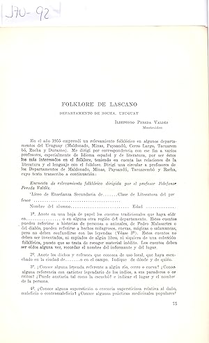 Bild des Verkufers fr FOLKLORE DE LASCANO - DEPARTAMENTO DE ROCHA, URUGUAY - zum Verkauf von Libreria 7 Soles