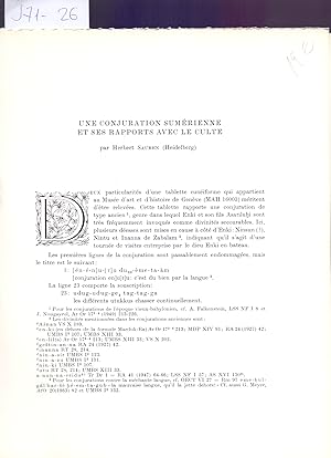 Immagine del venditore per UNE CONJURATION SUMERIENNE ET SES RAPPORTS AVEC LE CULTE venduto da Libreria 7 Soles