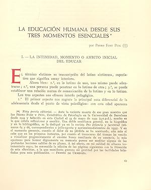 Imagen del vendedor de LA EDUCACION HUMANA DESDE SUS TRES MOMENTOS ESENCIALES a la venta por Libreria 7 Soles