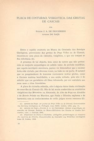 Seller image for PLACA DE CINTURAO, VISIGOTICA, DAS GRUTAS DE CASCAIS for sale by Libreria 7 Soles