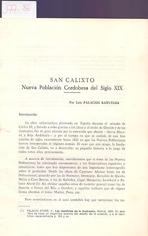 Image du vendeur pour SAN CALIXTO, NUEVA POBLACION CORDOBESA DEL SIGLO XIX mis en vente par Libreria 7 Soles