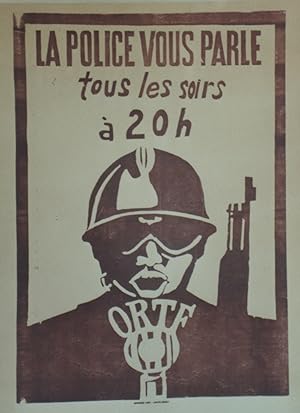 "LA POLICE VOUS PARLE TOUS LES SOIRS à 20h" Affiche originale entoilée / Pochoir IMPRIMERIE LUDE ...