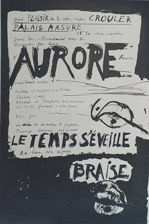 "AURORE LE TEMPS S'EVEILLE / MAI 68" / Texte de Michel BUTOR / Affichette entoilée de Bernard DUF...
