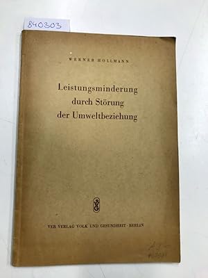 Bild des Verkufers fr Leistungsminderung durch Strung der Umweltbeziehung zum Verkauf von Versand-Antiquariat Konrad von Agris e.K.