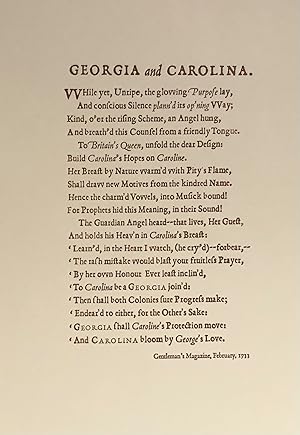 Georgia and Carolina. [from The Gentleman's Magazine, 1733]