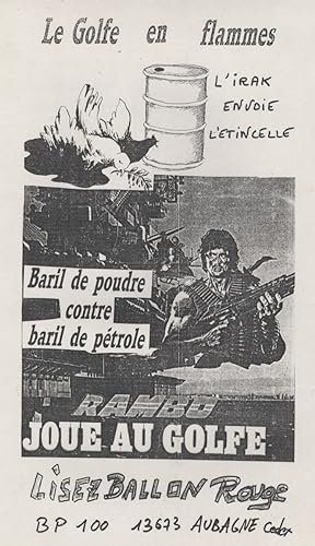 "LISEZ BALLON ROUGE: RAMBO JOUE AU GOLFE" / Affichette originale entoilée 2006