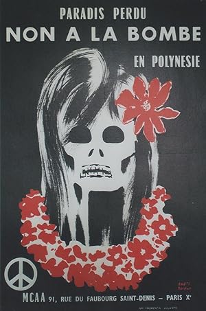 "NON A LA BOMBE EN POLYNÉSIE" / Affiche originale entoilée / Litho André ROLAND / MCAA Paris / Im...