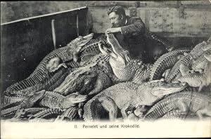 Ansichtskarte / Postkarte Pernelet und seine Krokodile, Dompteur