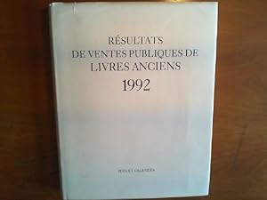 Résultats des ventes publiques de livres ancies 1992. Du 1er janvier au 31 décembre 1991.