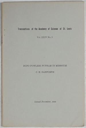 Bild des Verkufers fr Bufo Fowleri Putnam Missouri. zum Verkauf von Antiq. F.-D. Shn - Medicusbooks.Com
