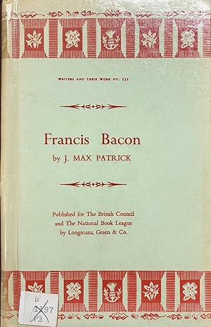 Seller image for Francis Bacon (Writers and Their Work no. 131) for sale by BookMarx Bookstore