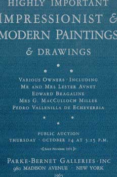 Highly Important Impressionist and Modern Paintings and Drawings. October 14, 1965.