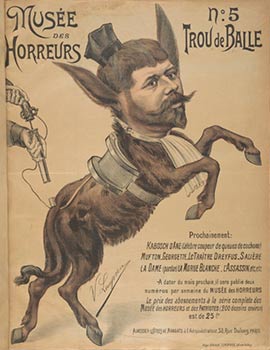 Trou de Balle . No. 5.(Fernand Labori, en âne sellé ) Original lithograph from the Anti-Dreyfusar...