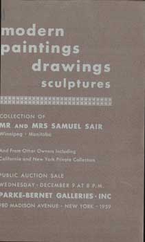 Modern Paintings Drawings and Sculptures. Collection of Mr. and Mrs. Samuel Sair. December 9, 1959.