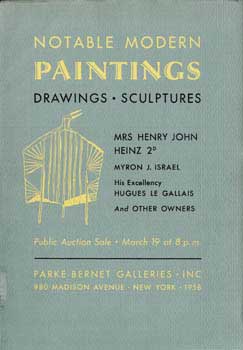 Notable Modern Paintings Drawings and Sculptures. March 19, 1958.