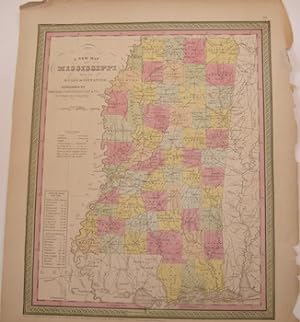 A New Map Of Mississippi With Its Roads & Distances. Color Map.