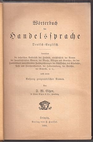 Wörterbuch der Handelssprache. Deutsch-Englisch.