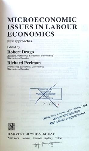 Bild des Verkufers fr Microeconomics: Issues in Labour Economics; zum Verkauf von books4less (Versandantiquariat Petra Gros GmbH & Co. KG)