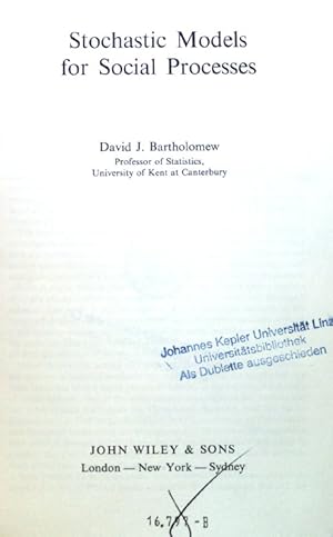 Image du vendeur pour Stochastic Models for Social Processes; mis en vente par books4less (Versandantiquariat Petra Gros GmbH & Co. KG)