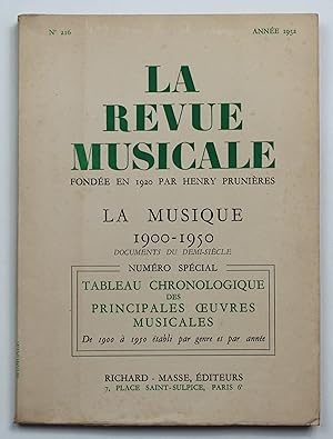 Immagine del venditore per LA MUSIQUE 1900-1950. Documents du demi-sicle. Numro spcial. Tableau chronologique des principales Suvres musicales de 1900  1950 tabli par genre et par anne. venduto da Our Kind Of Books