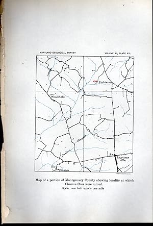 Immagine del venditore per MAP: "Portion of Montgomery County, Maryland.showing Locality at Which Chrome Ores Were Mined" . Plate XIII, from Maryland Geological Survey Volume Twelve venduto da Dorley House Books, Inc.